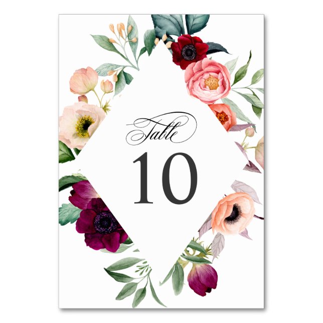 Tarjeta De Mesa Estilo Boho Rústico Elegante Marco Floral Boda (Anverso)