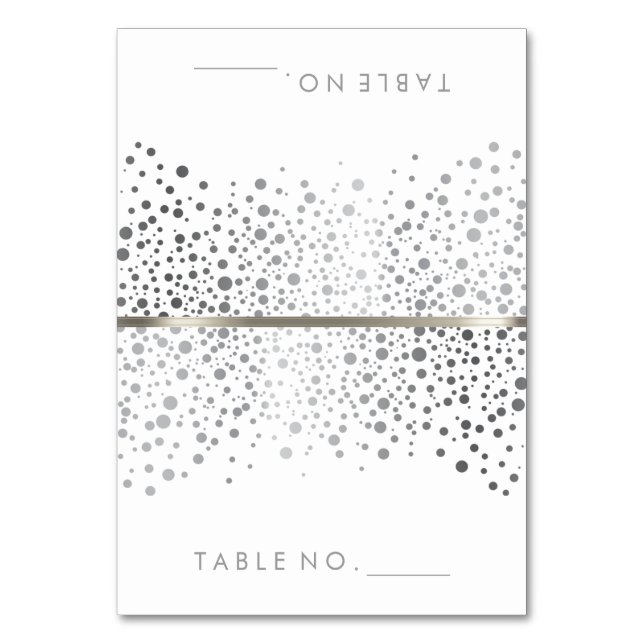 Tarjeta De Mesa Estilosos puntos de confeti plateado | Cartas de c (Anverso)