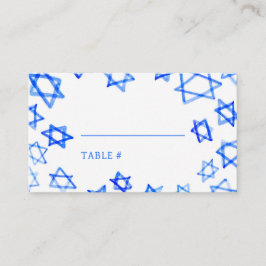 Tarjeta De Mesa Estrella azul de la acuarela David Bar Bat Mitzvah