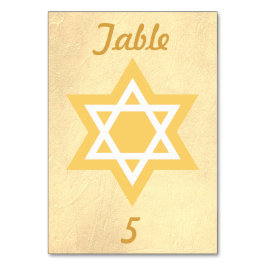 Tarjeta De Mesa Estrella dorada y blanca de David