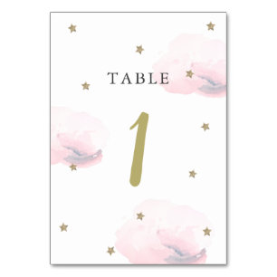 Tarjeta De Mesa Estrella dorada y nube rosa