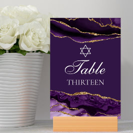 Tarjeta De Mesa Estrella morada de oro de David, Fiesta de Bat Mit