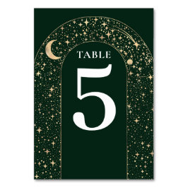 Tarjeta De Mesa Estrellas celestes Boda verde esmeralda