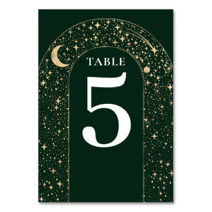 Tarjeta De Mesa Estrellas celestes Boda verde esmeralda