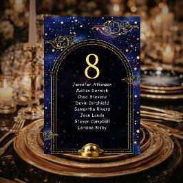Tarjeta De Mesa Estrellas celestes de oro azul para asientos de bo
