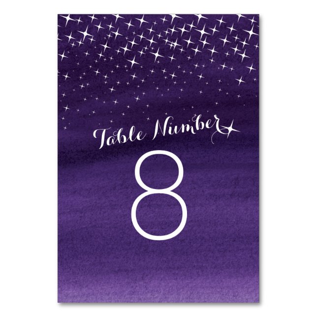 Tarjeta De Mesa Estrellas pintadas números de tabla de Boda de cie (Anverso)