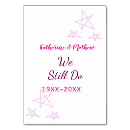 Tarjeta De Mesa Estrellas rosas Renovación de votos boda de aniver