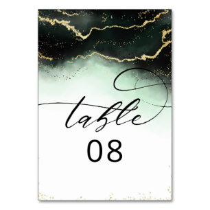 Tarjeta De Mesa Ethereal Mist Ombre Boda dorado verde esmeralda