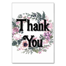 Tarjeta De Mesa Etiqueta de flor Thankyou Wreath Classy Coquette