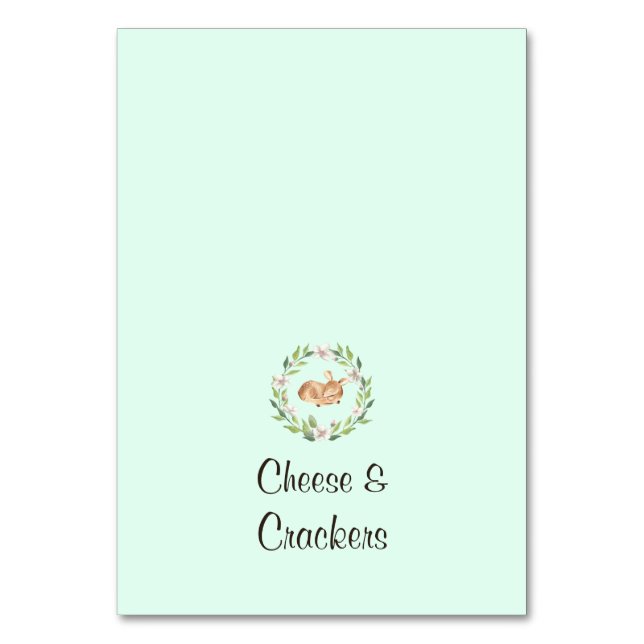 Tarjeta De Mesa Etiquetas de alimentos de tipo bufé verde de cierv (Anverso)