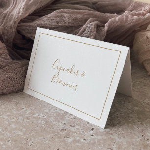 Tarjeta De Mesa Etiquetas de comida bufé de oro minimalistas