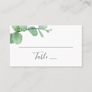 Tarjeta De Mesa Eucalipto acuarela. Boda elegante con vegetación
