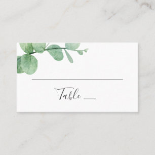 Tarjeta De Mesa Eucalipto acuarela. Elegante boda de vegetación