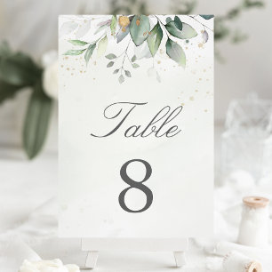 Tarjeta De Mesa Eucalipto botánico verde acuarela elegante