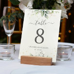 Tarjeta De Mesa Eucalipto Botánico Verdor Agua Elegante<br><div class="desc">Bonitos números de mesa boda con eucalipto acuarela y hojas de oro.</div>