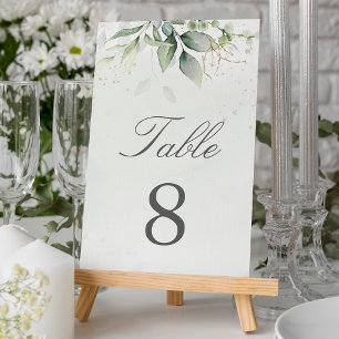 Tarjeta De Mesa Eucalipto Botánico Verdor Agua Elegante