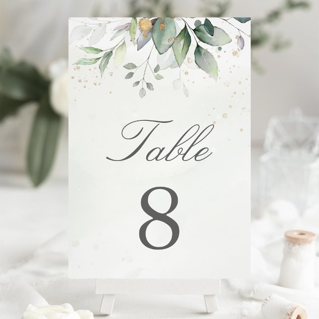 Tarjeta De Mesa Eucalipto Botánico Verdor Agua Elegante (Subido por el creador)