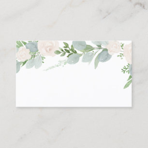 Tarjeta De Mesa Eucalipto de color de agua y Boda de flores blanca