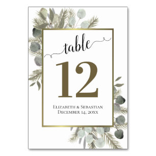 Tarjeta De Mesa Eucalipto Rústico y Boda Elegante Del Boho