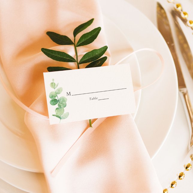 Tarjeta De Mesa eucalipto simple sabio elegante boda verde moda (Subido por el creador)
