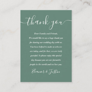 Tarjeta De Mesa Eucalipto Verde Moderno Agradecimiento de Boda con