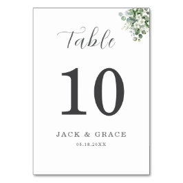 Tarjeta De Mesa Eucalyptus acuarela Boda de la vegetación rústica