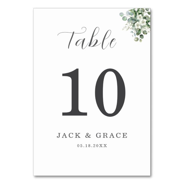 Tarjeta De Mesa Eucalyptus acuarela Boda de la vegetación rústica (Anverso)