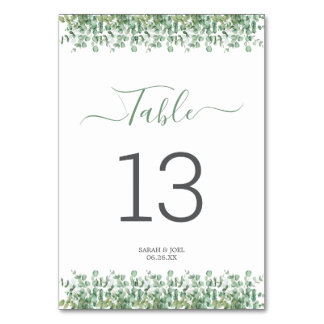 Tarjeta De Mesa Eucalyptus Boda
