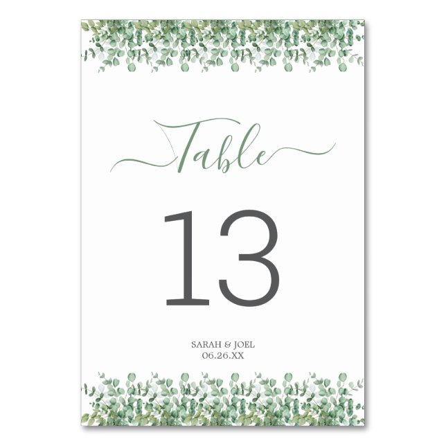 Tarjeta De Mesa Eucalyptus Boda (Anverso)