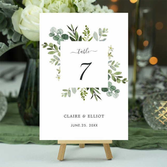 Tarjeta De Mesa Eucalyptus Boda de follaje verde Número de tabla (Subido por el creador)