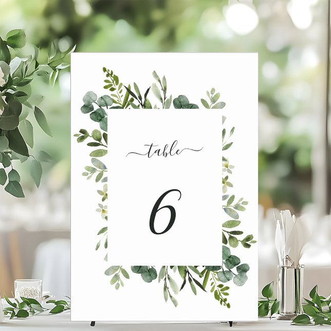 Tarjeta De Mesa Eucalyptus Boda de follaje verde Número de tabla (Subido por el creador)