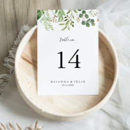 Tarjeta De Mesa Eucalyptus Boda Floral Marrón Simple