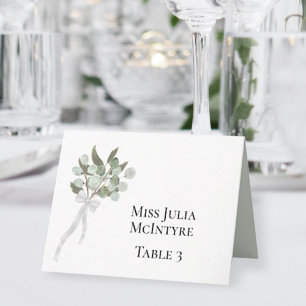 Tarjeta De Mesa Eucalyptus Bouquet Boda DIY Fold Place Card