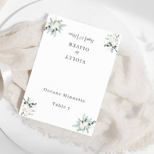 Tarjeta De Mesa Eucalyptus Cotton Boda blanco moderno plegable