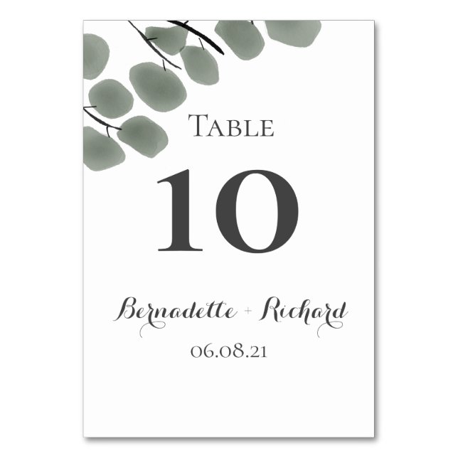 Tarjeta De Mesa Eucalyptus deja tema (Anverso)