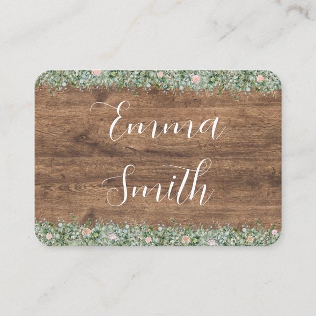 Tarjeta De Mesa Eucalyptus Dusty Rose Place Cards | Greenery (Anverso)