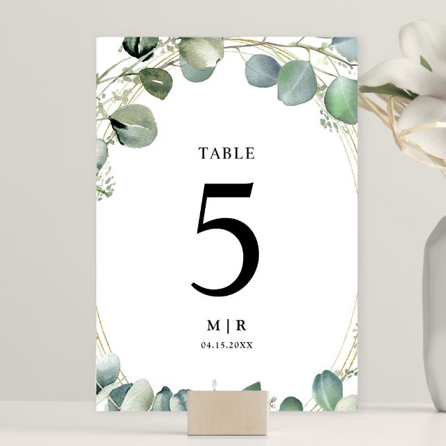 Tarjeta De Mesa Eucalyptus Elegant Greenery Boda (Subido por el creador)