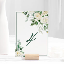 Tarjeta De Mesa Eucalyptus Flores Blancas Boda Número de tabla