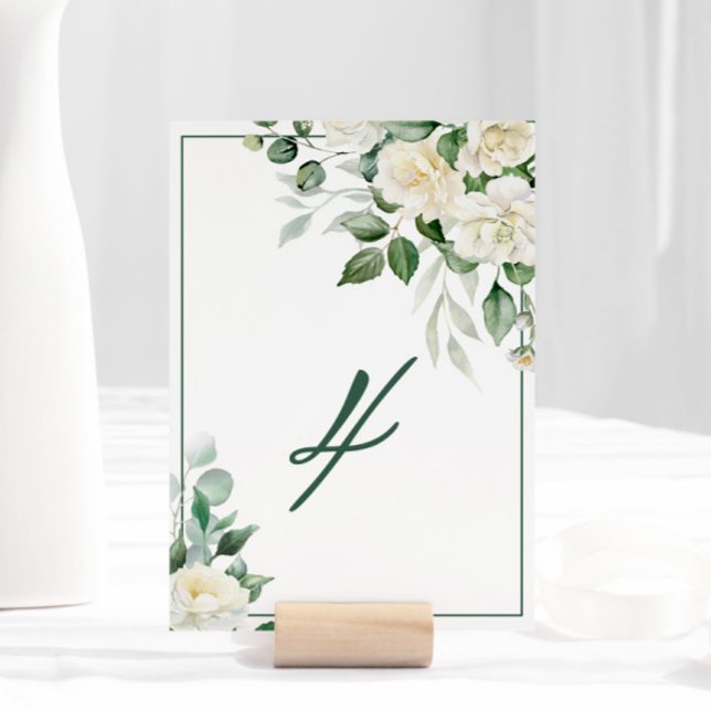 Tarjeta De Mesa Eucalyptus Flores Blancas Boda Número de tabla (Subido por el creador)