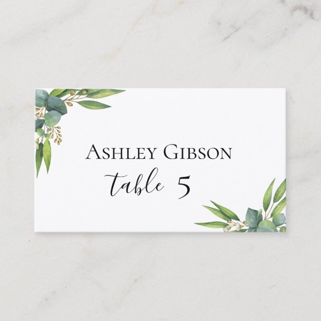 Tarjeta De Mesa Eucalyptus Foliage Boda (Anverso)