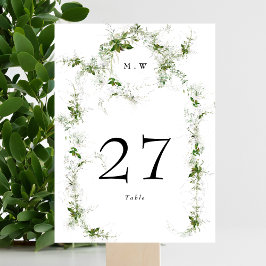 Tarjeta De Mesa Eucalyptus Framed Wreath Elegant Monograma Boda