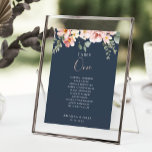Tarjeta De Mesa Eucalyptus Garden Rosa Boda Floral<br><div class="desc">Este rosa de mesa de boda floral de jardín de eucalipto es perfecto para un boda rústico. El diseño se compone de flores rosas rosas rosas, de color rosa, con hojas de eucalipto en un fondo azul marino oscuro. Este es un número de tabla de doble cara. Agregue cada número...</div>