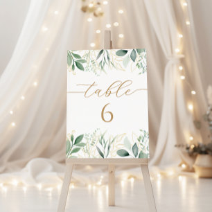 Tarjeta De Mesa Eucalyptus Gold Número de tabla de Baby Shower bot