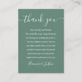Tarjeta De Mesa Eucalyptus Green Modern Script Boda Gracias