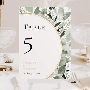 Tarjeta De Mesa Eucalyptus Greenery Gold Sage Green Boda
