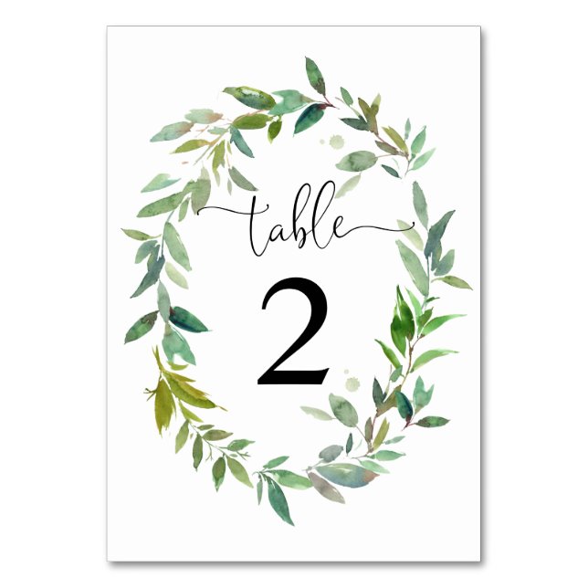 Tarjeta De Mesa Eucalyptus Greenery Sage Green Wreath Boda (Anverso)