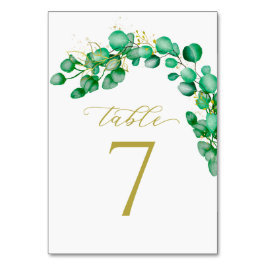 Tarjeta De Mesa Eucalyptus Greenery y Boda de guiones elegantes