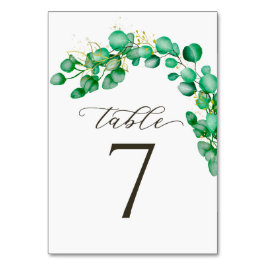 Tarjeta De Mesa Eucalyptus Greenery y Boda de guiones elegantes