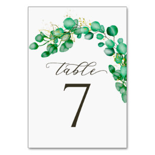 Tarjeta De Mesa Eucalyptus Greenery y Boda de guiones elegantes