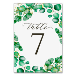 Tarjeta De Mesa Eucalyptus Greenery y Boda de guiones elegantes